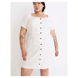 NWT Madewell Plus Linen-Cotton Puff-Sleeve Mini Dress 14W